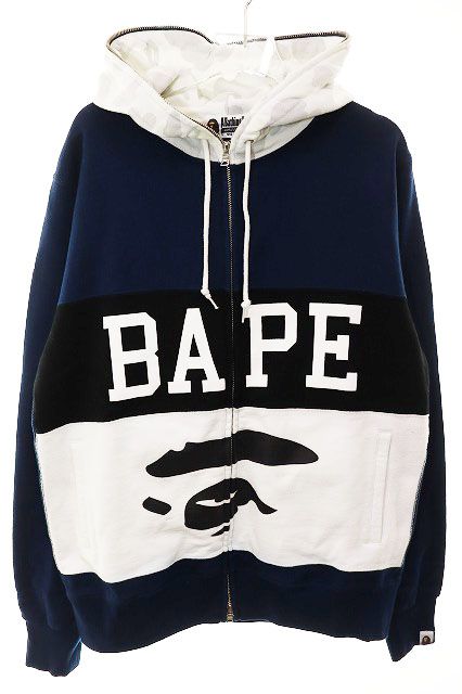 アベイシングエイプ A BATHING APE CITY CAMO FULL ZIP HOODIE L ロゴ ジップアップ フーディ蓄光 パーカー ネイビー 【ブランド古着ベクトル】【中古】■260610