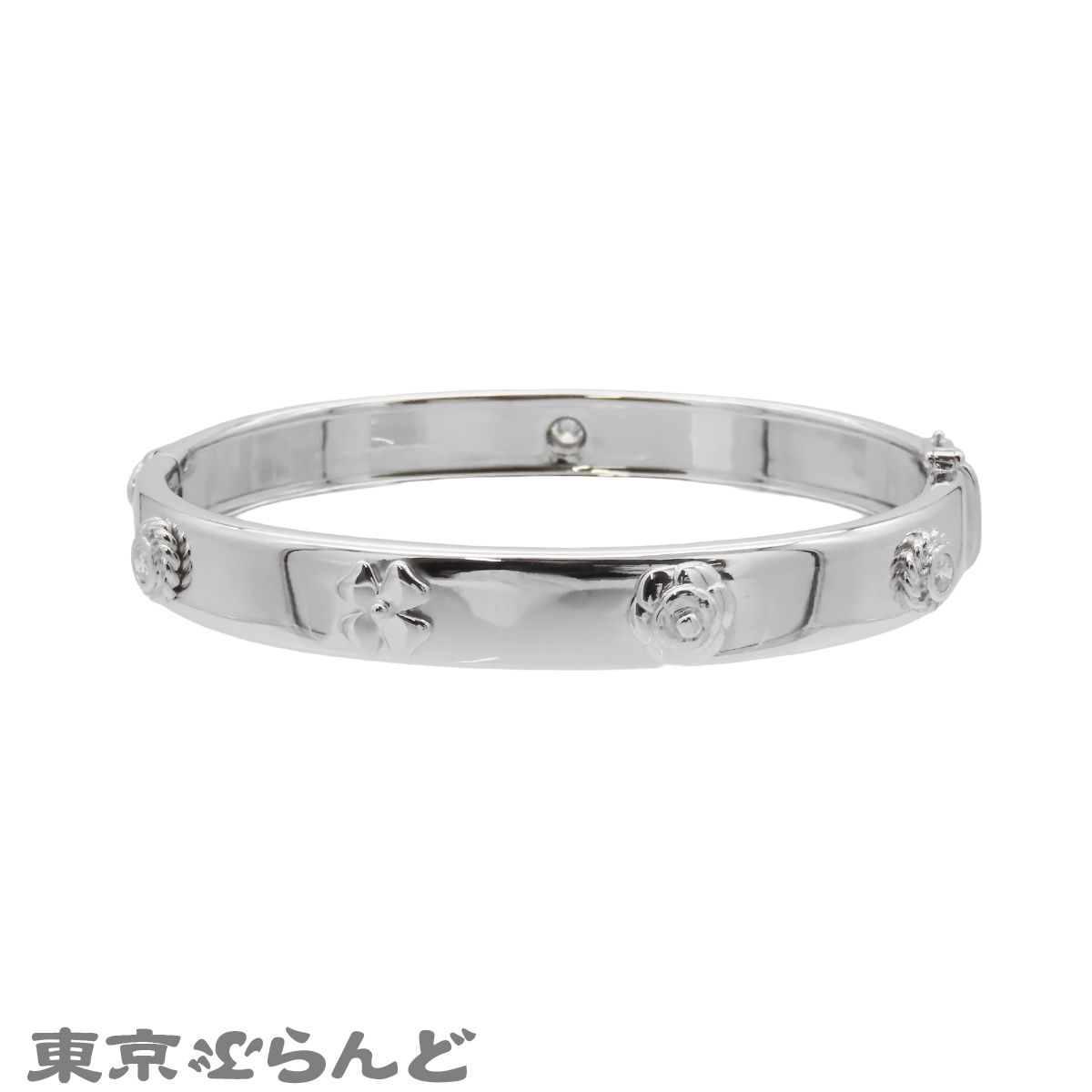 シャネル CHANEL スリーシンボル バングル ホワイトゴールド K18WG 