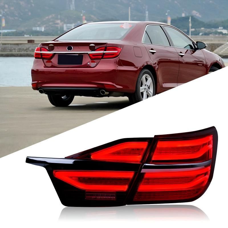 トヨタ Toyota カムリ Camry 2015-2017 全LEDテールランプユニット レッド ブラック ABS製 流れるウインカー LEDポジション ブレーキ対応 左右セット 交換用 リアライト 視認性アップ 外装ドレスアップ 車用パーツ 送料無料