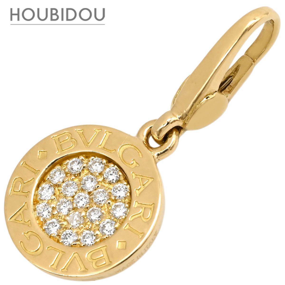 ブルガリ BVLGARI チャーム ブルガリブルガリ ダイヤ イエローゴールド パヴェ 19石 750 18K YG ペンダントトップ ネックレストップ 【中古】
