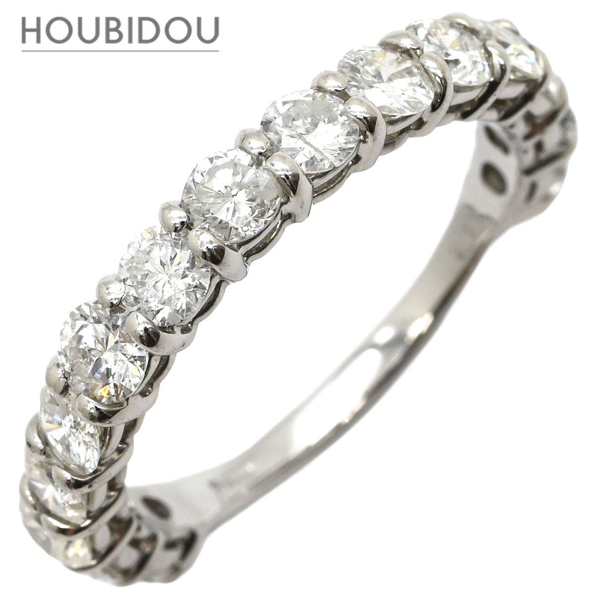 リング 指輪 ハーフエタニティリング ダイヤモンド 2.0ct プラチナシルバー プラチナ Pt900 15P 15石 15粒 シェアドプロング 16号【中古】