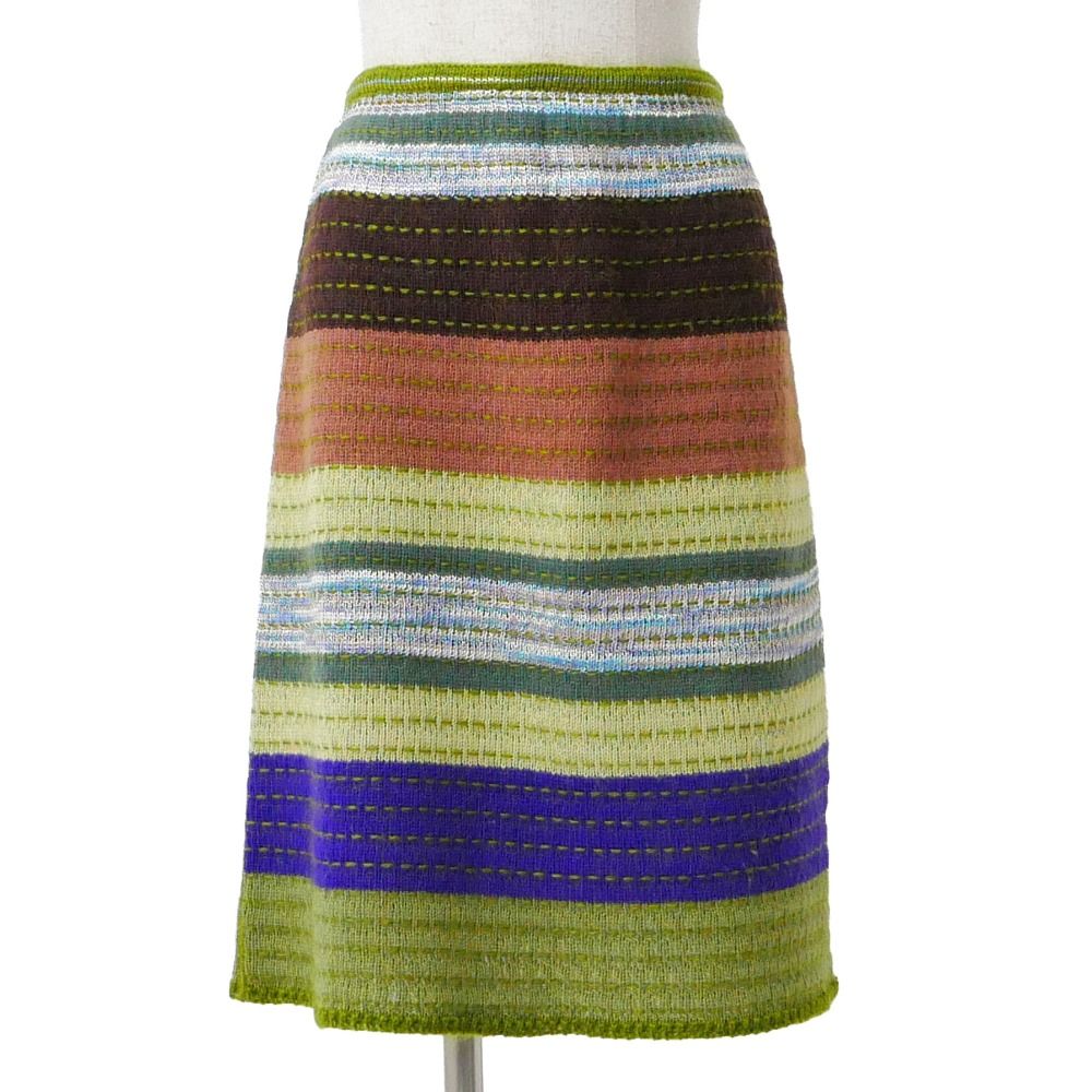 新品タグ付き　MISSONI ミッソーニ 波柄 マルチカラー ニットスカート □美品□Missoni ミッソーニ スカート サイズ44 ニット ボーダー柄