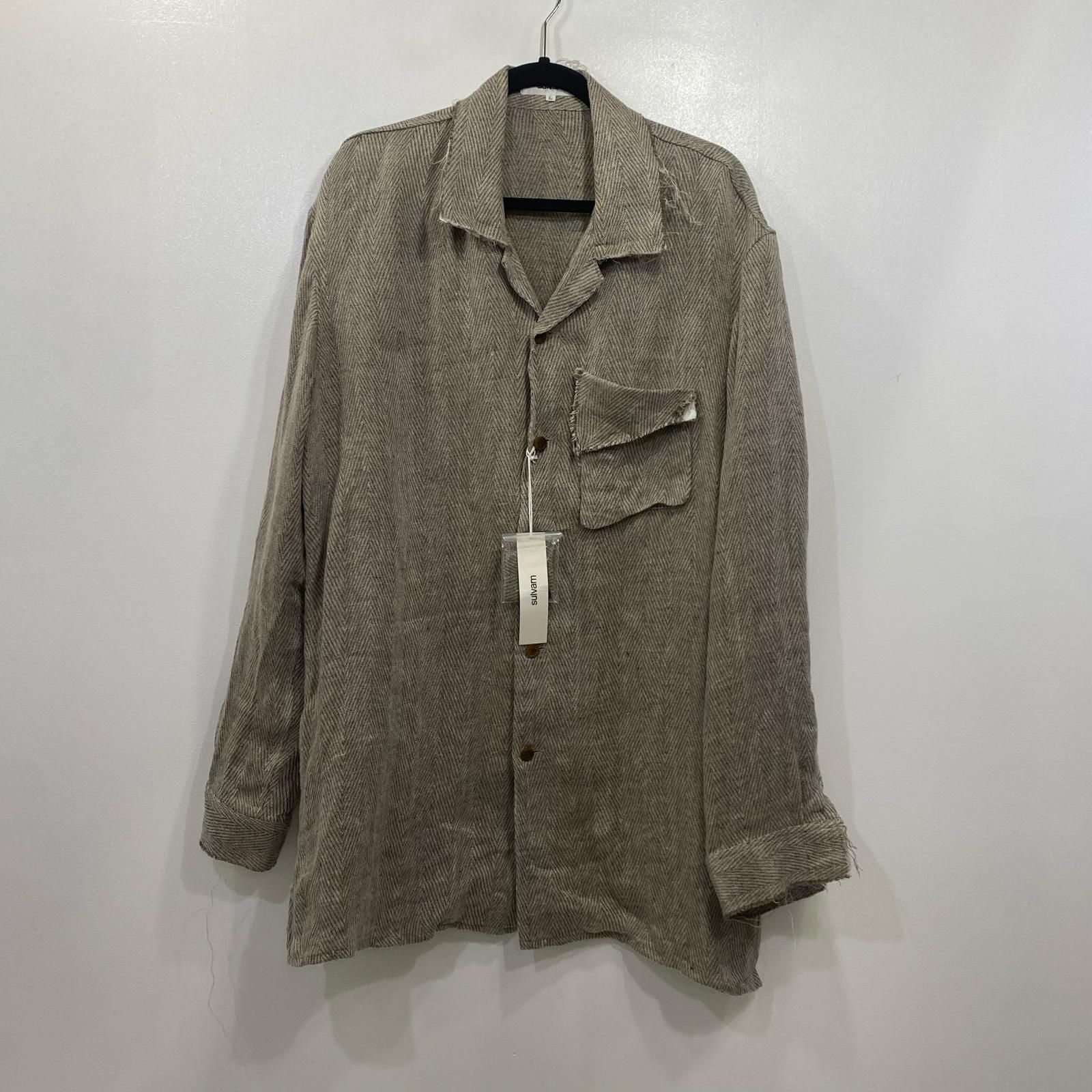 【姫路東店】 中古 sulvam｜サルバム 半袖シャツ リネンオープンカラーシャツ MX-B12-300 グレー サイズ：L 【104】