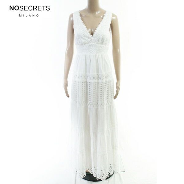 80%OFF 新品 ノーシークレッツ NO SECRETS ワンピース 42 EOP1941 Mサイズ ホワイト レディース ロングワンピース ノースリーブ レース