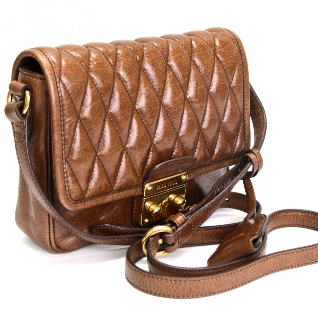 ミュウミュウ miu miu ショルダーバッグ 2WAYバッグ レザー ブラウン