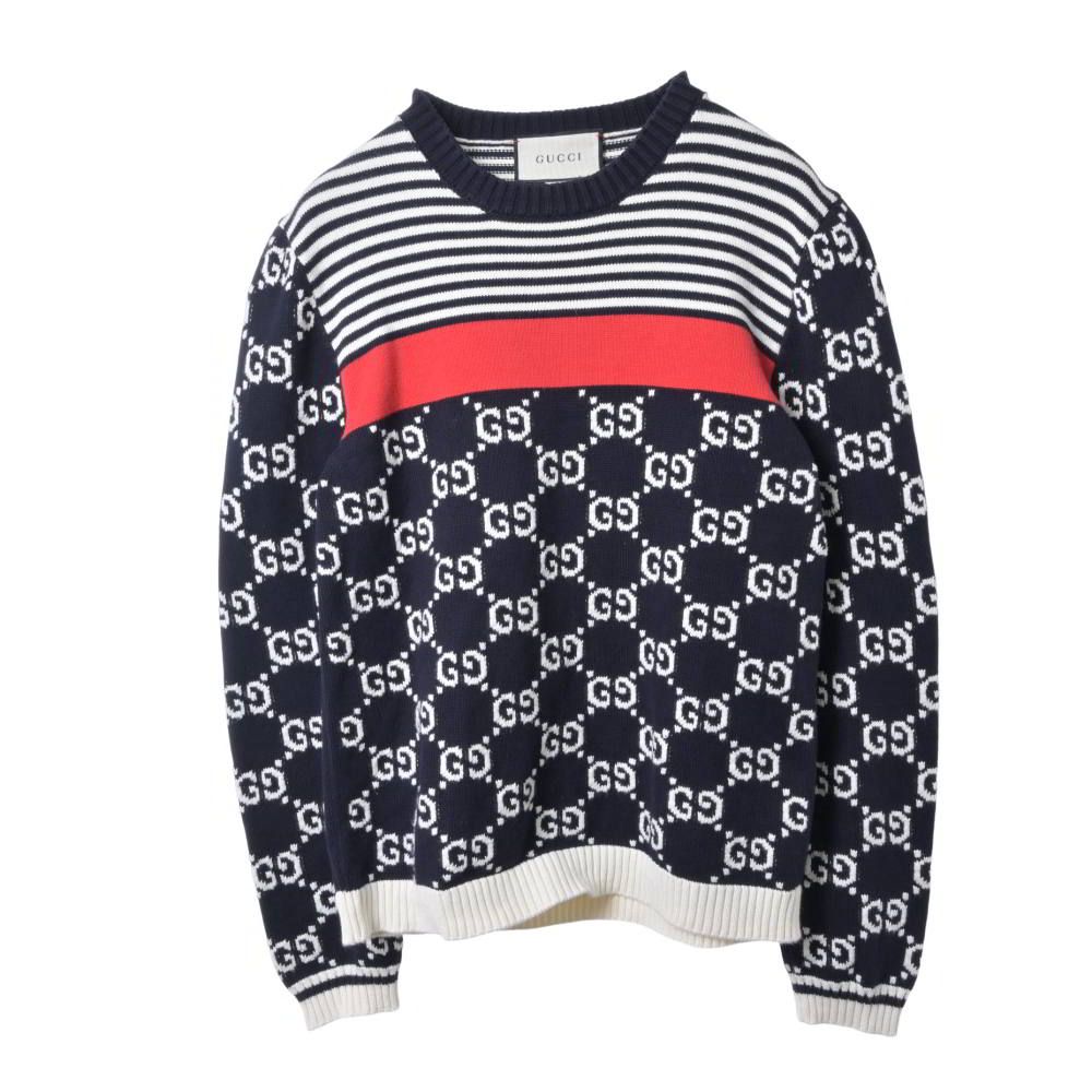 GUCCI 496458 GGジャガード コットン プルオーバー ニット