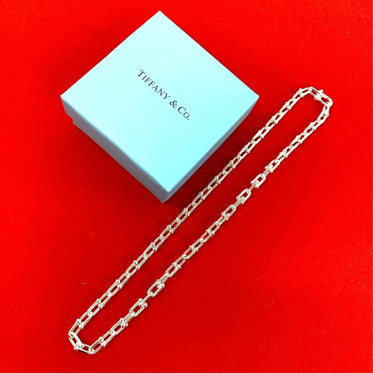 極 美品 TIFFANY&Co. ティファニー ハードウェア スモールリンク ネックレス シルバー925 チョーカー アクセサリー シルバー 804-4