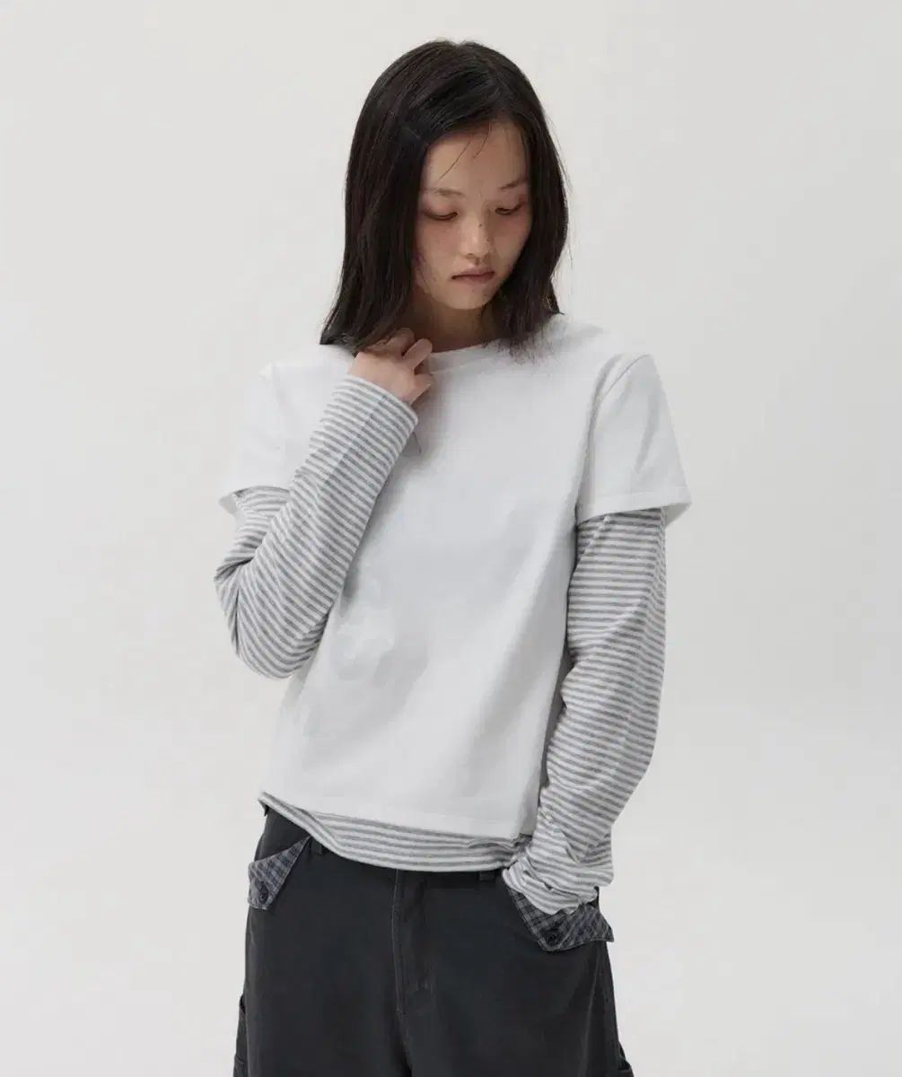オヘシオ MUSINSA レイヤード ストライプ Tシャツ
