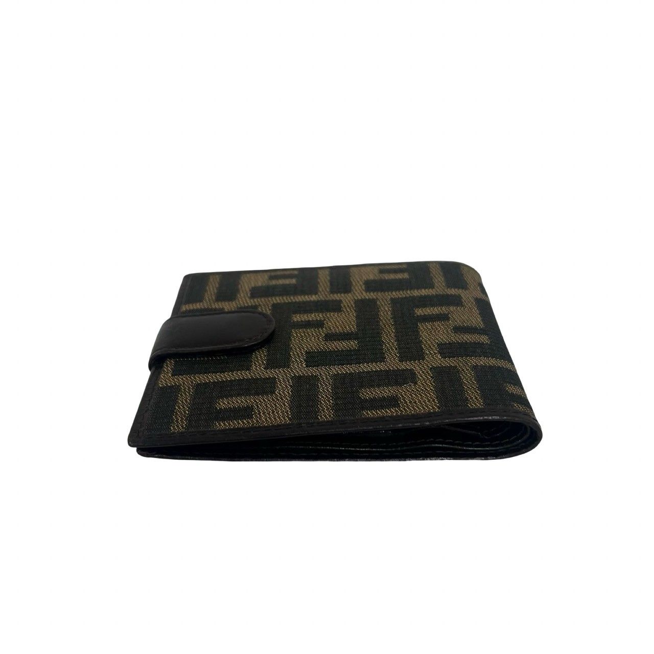 極 美品 FENDI フェンディ FF ズッカ 柄 キャンバス レザー 本革 二