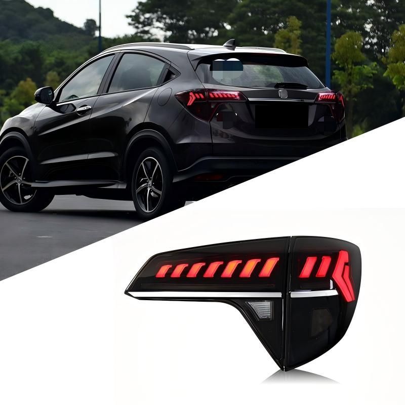 ホンダ Honda ヴェゼル Vezel HR-V LEDテールランプユニット レッド スモーク ABS製 ライン発光デザイン 流れるウインカー LEDポジション ブレーキ対応 交換用 リアライト 視認性アップ 夜間走行 外装ドレスアップ 車用パーツ 送料無料