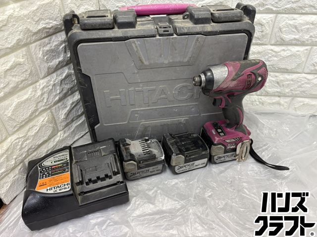 ▽【中古】日立 14.4vインパクトドライバー セット WH14DBAL2 バッテリー3個BSL1430 充電器 UC18YSL2 ケース難あり 電動工具 HITACHI