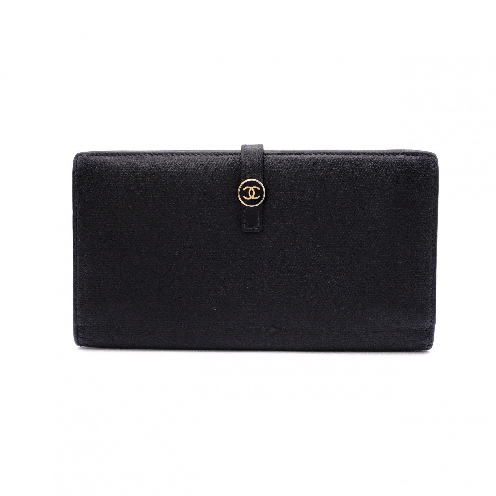 CHANEL シャネル 長財布 レザー ブラック CCマーク ゴールド金具 財布 