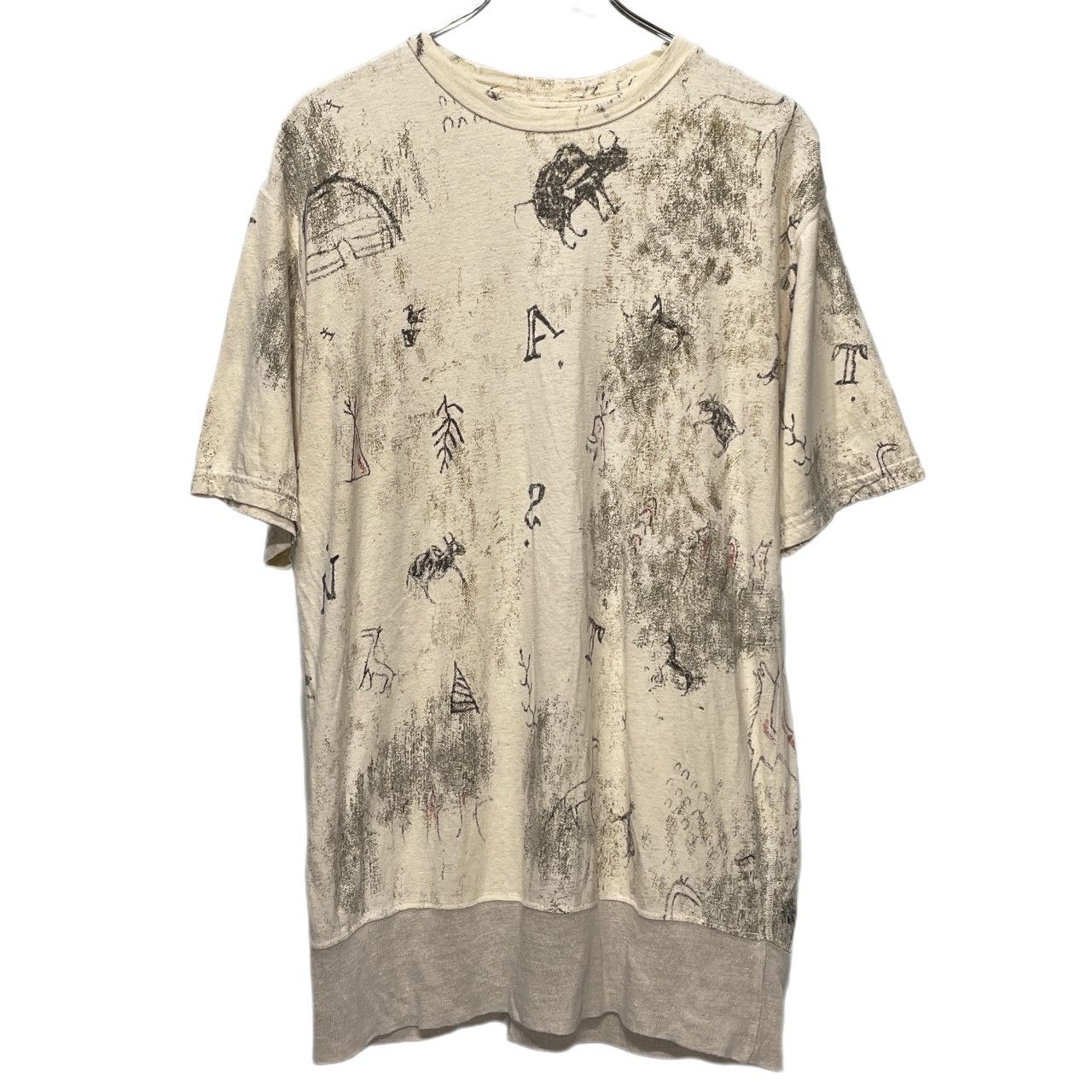 KAPITAL コットンヘンプ天竺アートプリントTシャツ カットソー Tee T-shirt 半袖 リブ 総柄 Archive 初期 キャピタル