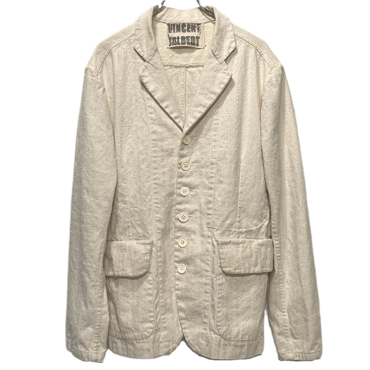 VINCENT JALBERT 6 BUTTONS JACKET (FULL VINTAGE LINEN) ヴィンテージフレンチリネン6ボタンワークジャケット L