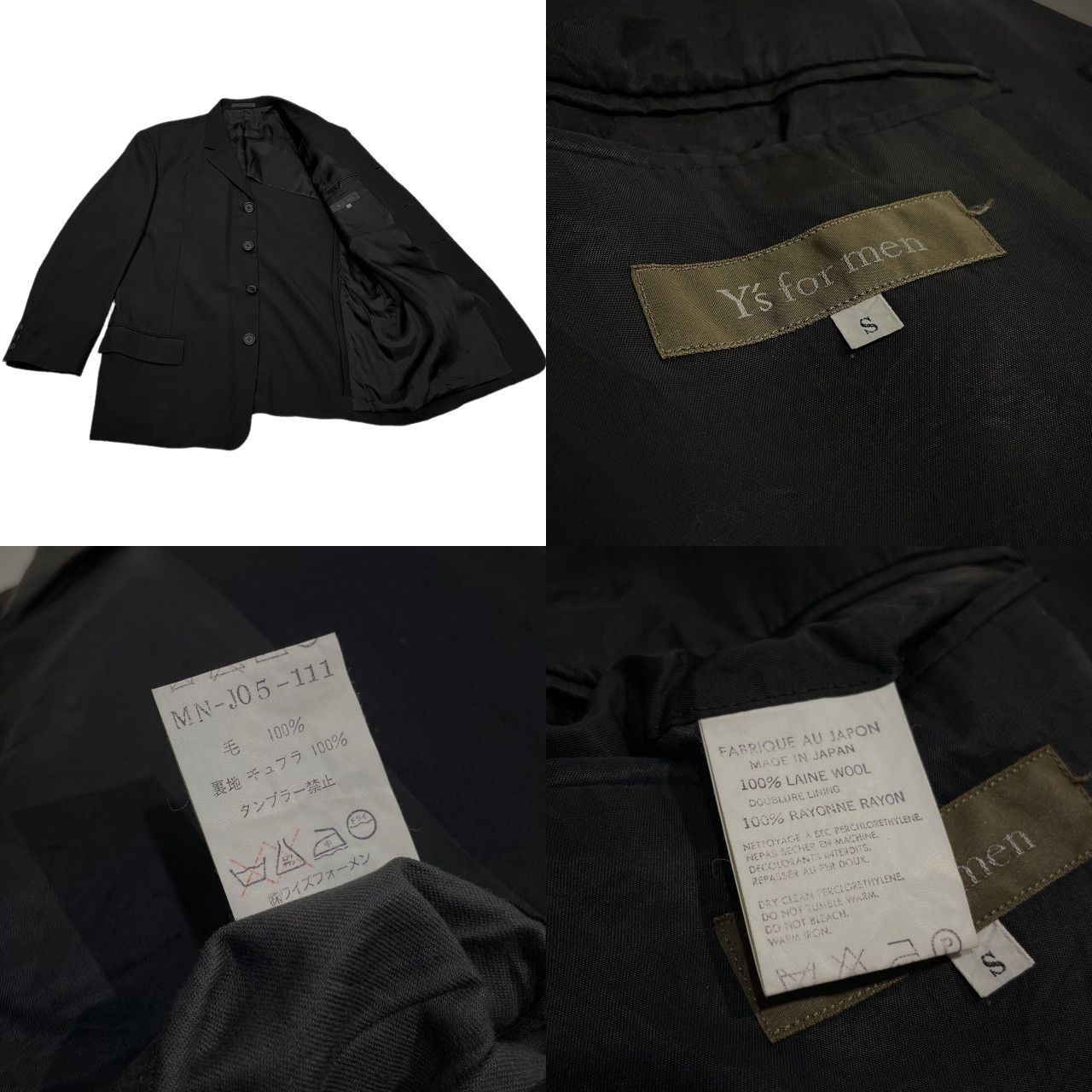 Y's for men ウール4Bテーラードジャケット ブレザー ブルゾン コート