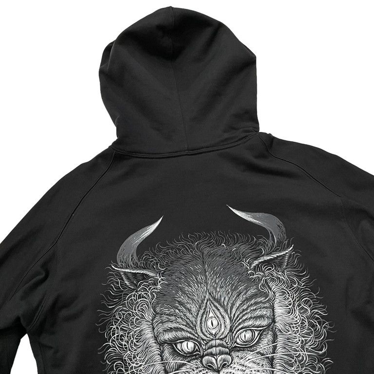 Y-3 19AW ALL BLACKS GRAPHIC HOODIE フクネコバックプリントプル