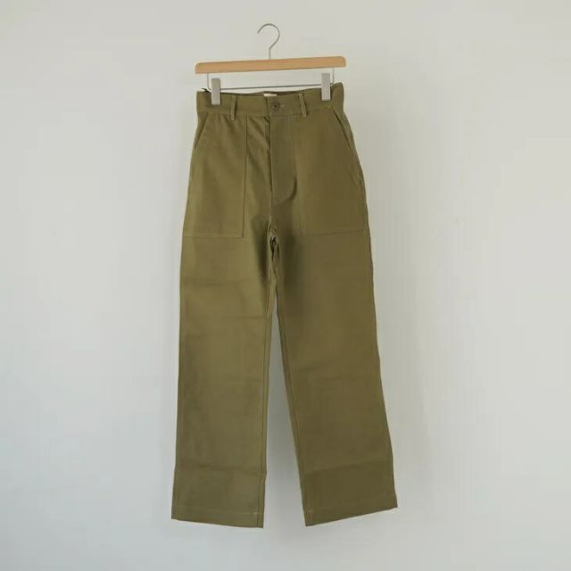 MORIKA (モリカ) | Baker Pants (olive) size 36 | レディース ベイカーパンツ ユーティリティパンツ ミリタリーパンツ ワイドパンツ コットン オリーブ ナチュラル 日本製
