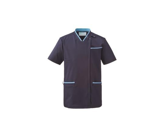 新品 [カゼン] ドレス ｽｸﾗﾌﾞｼﾞｬｹｯﾄ半袖(男女兼用) ネイビー×ターコイズ