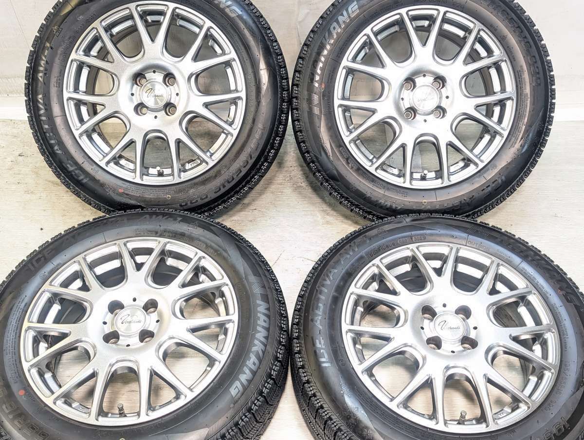 195/65R16 ナンカン アイスアクティバ　AW-1 　 ヴェルサディ 16x6.5 45 100-4穴 中古タイヤ スタッドレスタイヤ ホイールセット 4本セット w16260514039