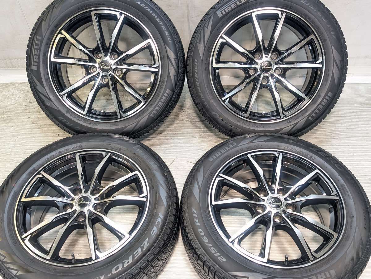 215/60R17 ピレリ アイスゼロアシンメトリコ 　 Verthandi 17x7.0 38 114.3-5穴 中古タイヤ スタッドレスタイヤ ホイールセット 4本セット w17260514030