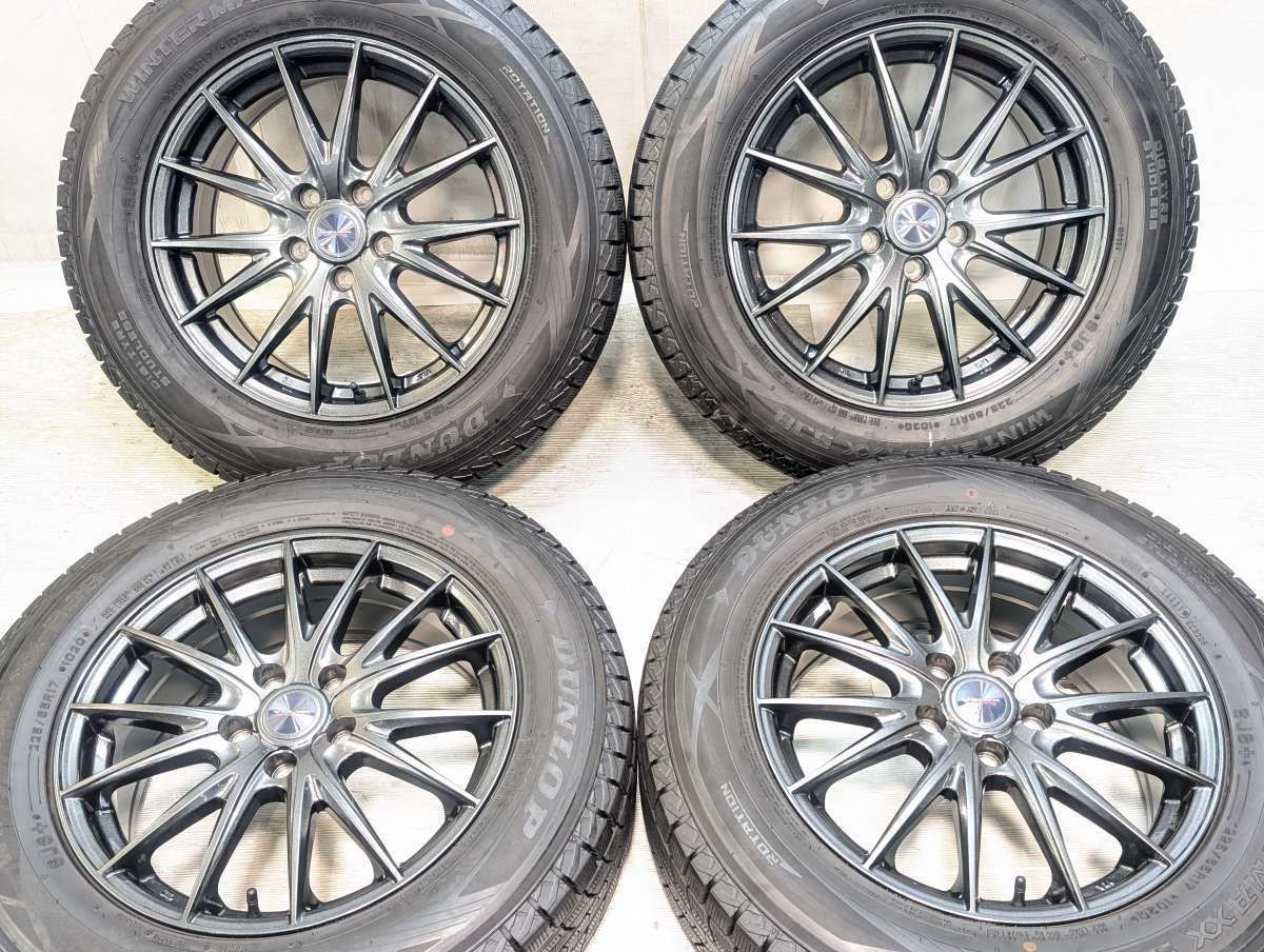 225/65R17 ダンロップ ウィンターマックス SJ8＋ 　 VELVA SPORT Z 17x7.0 48 114.3-5穴 中古タイヤ スタッドレスタイヤ ホイールセット 4本セット w17260525901