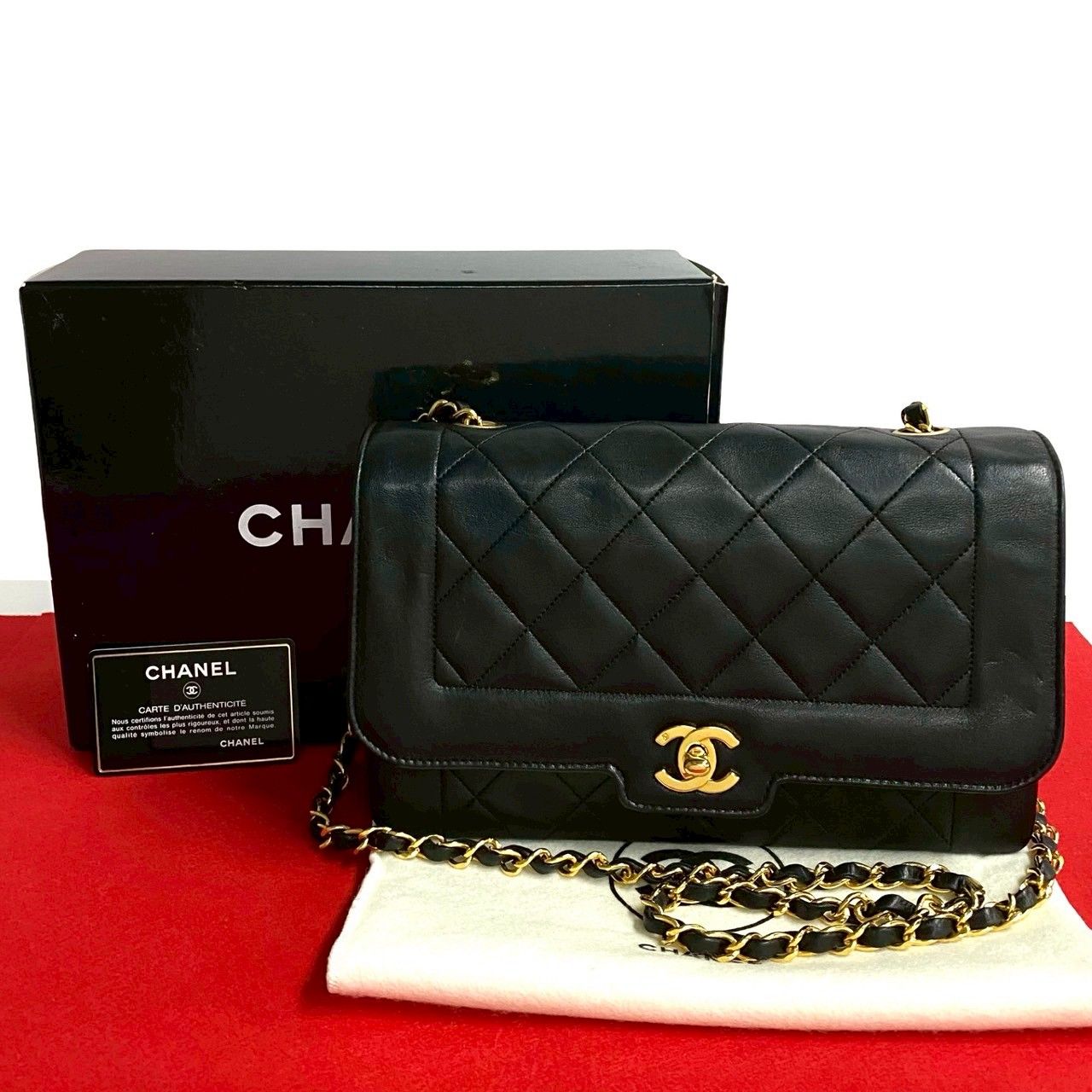 極 美品 箱 袋付 カード シール有 1番台 CHANEL シャネル マトラッセ ココマーク ラムスキン チェーン ショルダーバッグ ブラック j23-2