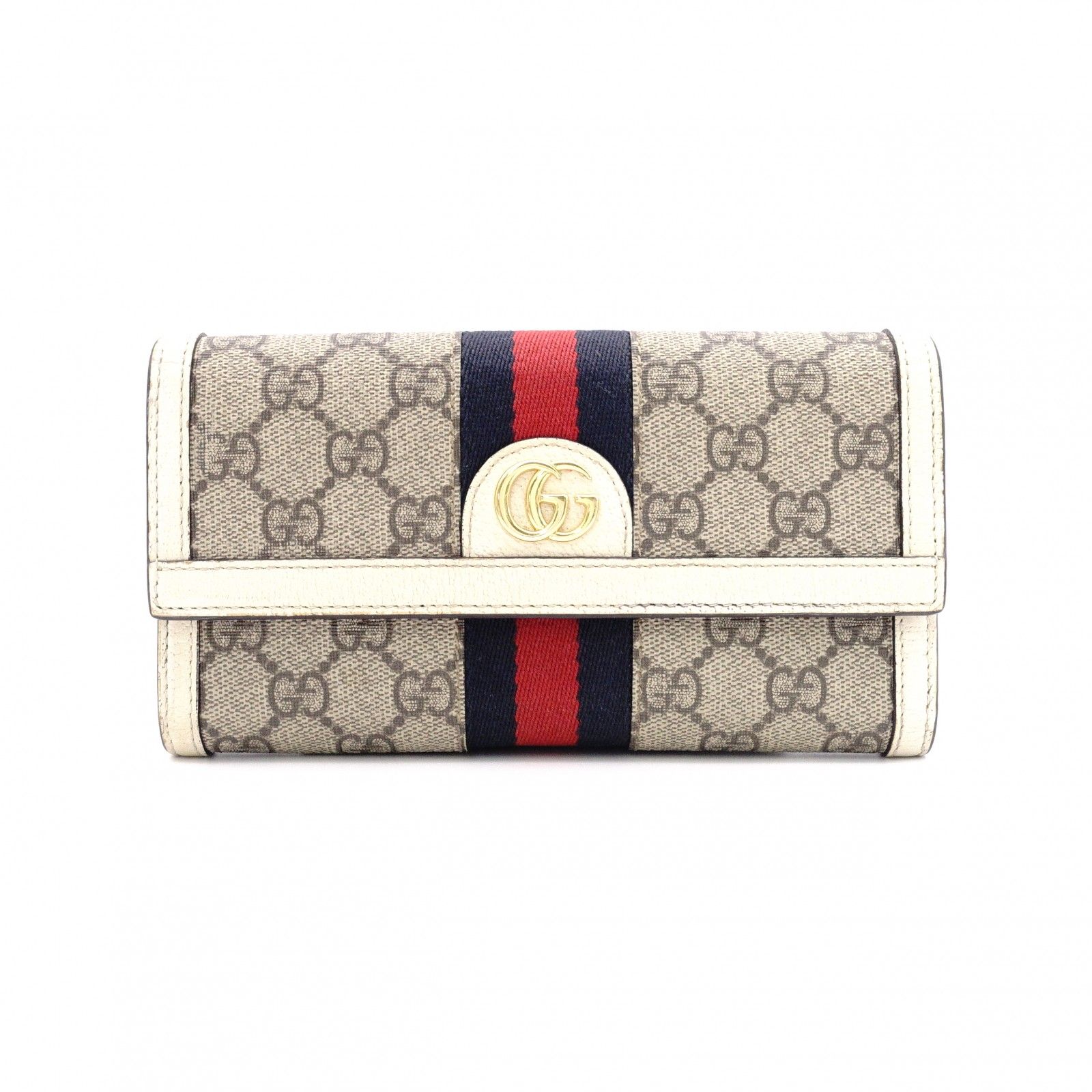 GUCCI グッチ シェリーライン 長財布 PVC/レザー ベージュ系 財布 GGロゴ ゴールド金具 26,318円