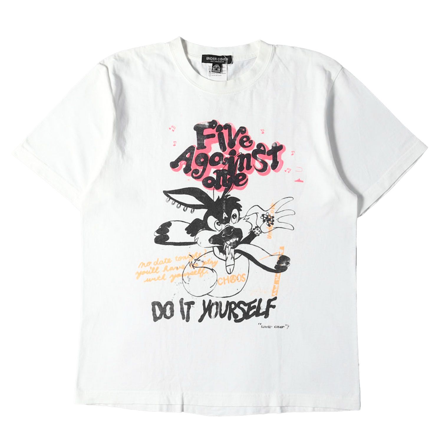 UNDERCOVER アンダーカバー Tシャツ ホワイト 白 サイズ:M | 00s VANDALIZE FIVE AGAINST 手刷りプリント Tシャツ | トップス カットソー 半袖【メンズ】【中古】
