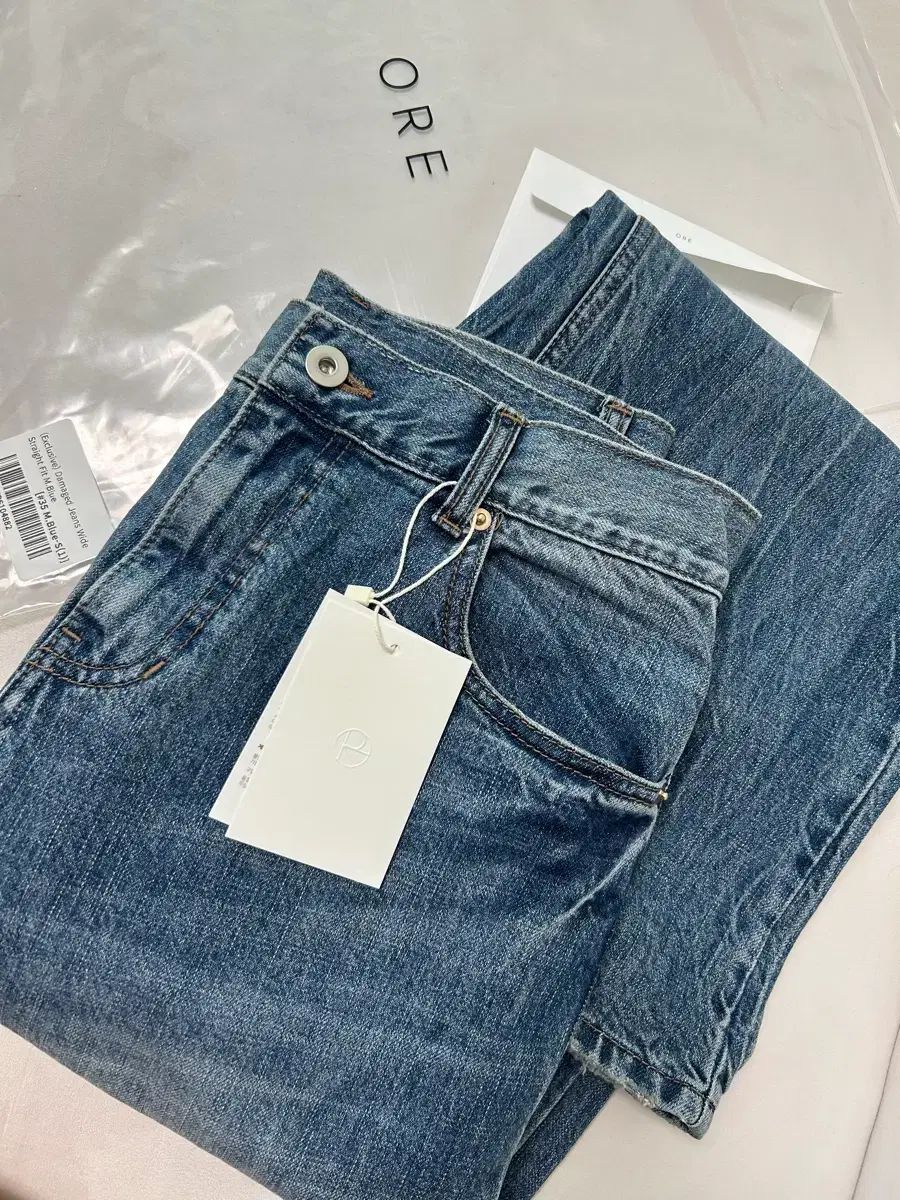 Ore オーア damaged jeans wide straight fit
