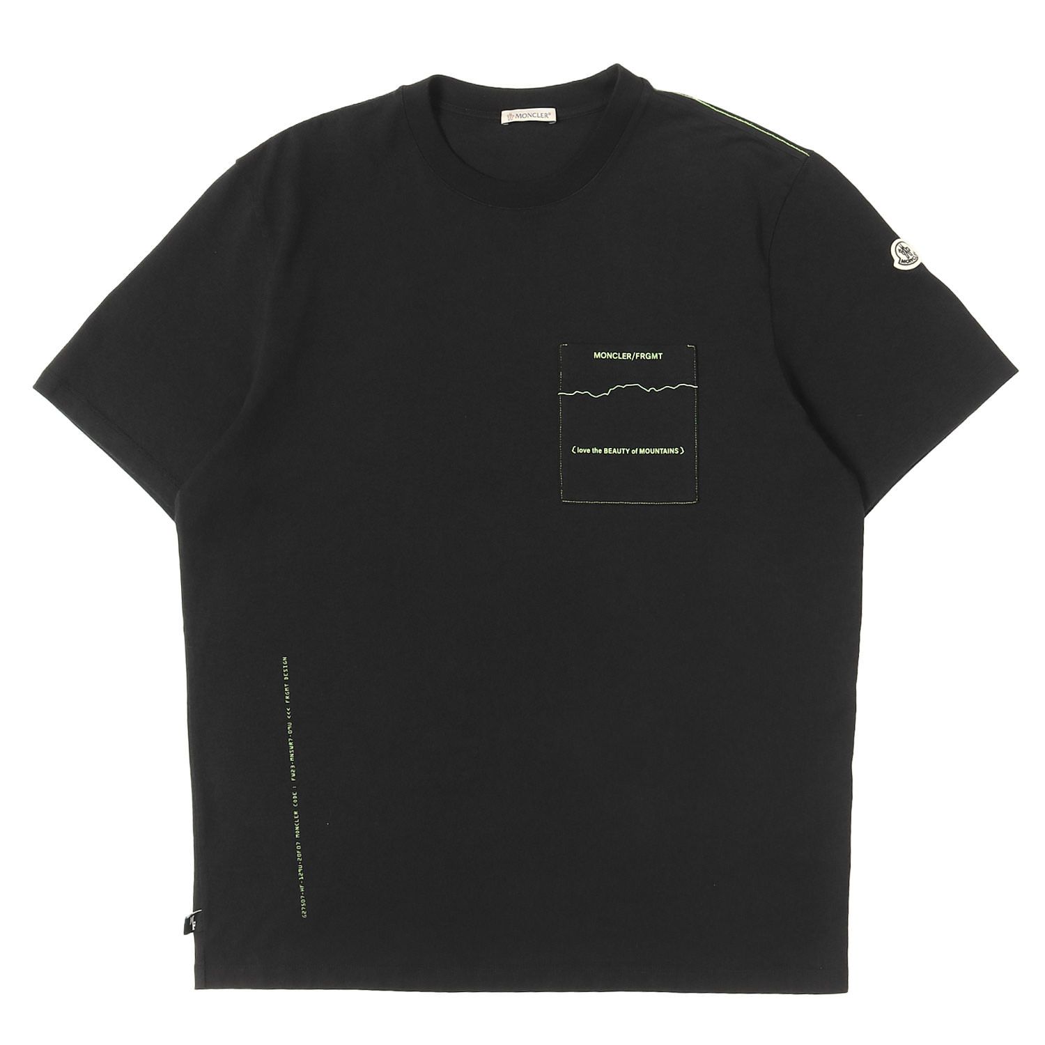 【美品】MONCLER モンクレール Tシャツ ブラック 黒 サイズ:S | 23AW fragment design グラフィックロゴ ポケット Tシャツ (T-SHIRT SS) | トップス カットソー 半袖【メンズ】【中古】