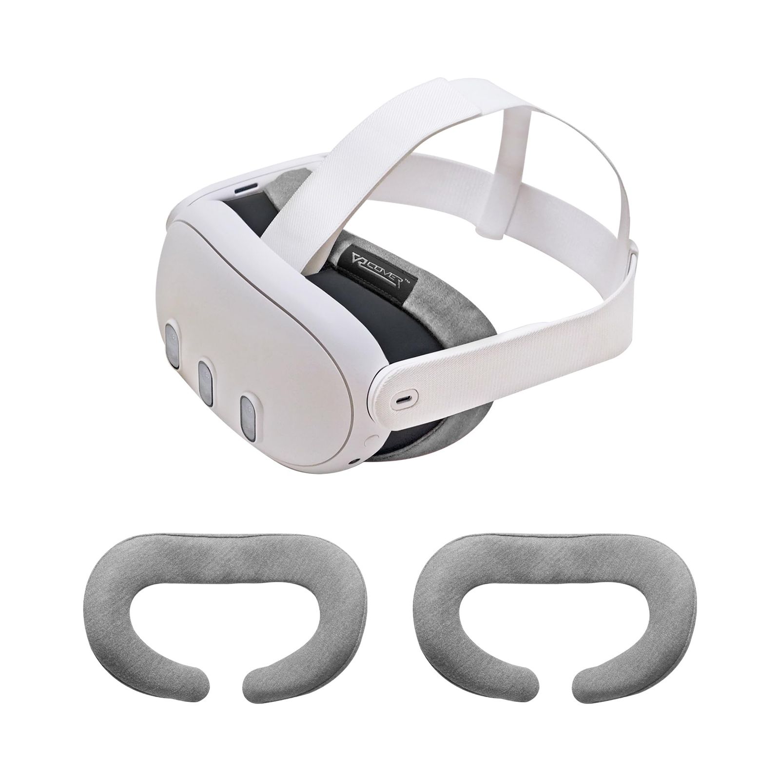 Meta Quest 3用VRカバー - 洗える衛生的なコットンカバー(ダークグレー、2個)。 [ダークグレー]
