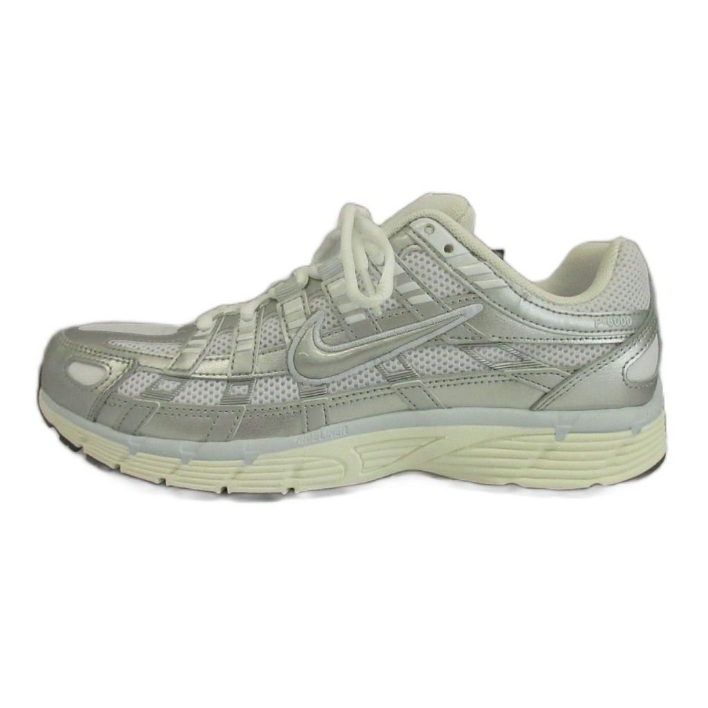 ナイキ NIKE Women's P-6000 White Blue Tint Sail Metallic Silver スニーカー レザー メッシュ ローカット US7.5 24.5cm シルバー色 白 ホワイト BV1021-106 /XZ ■GY11