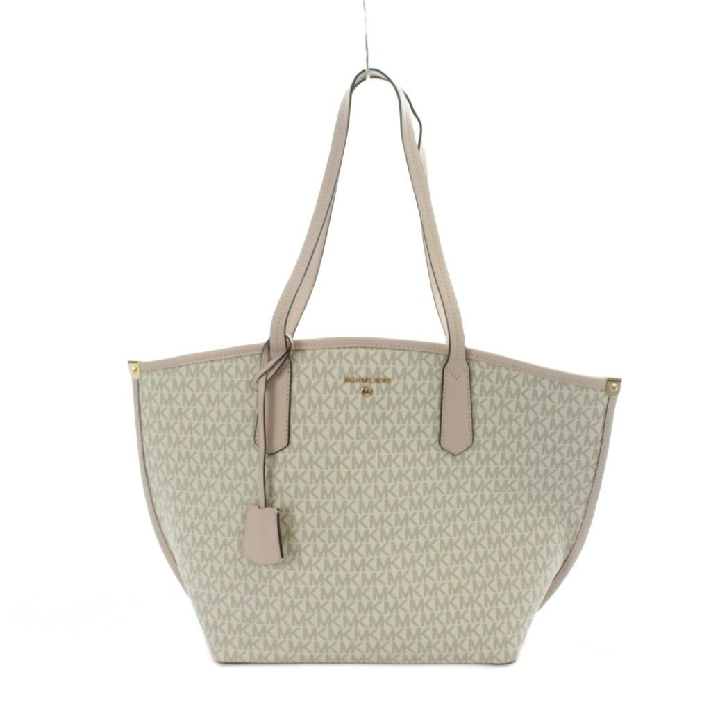 マイケルコース MICHAEL KORS トートバッグ ハンド PVC レザー ロゴ 白 ホワイト ピンク ■GY11 /MQ