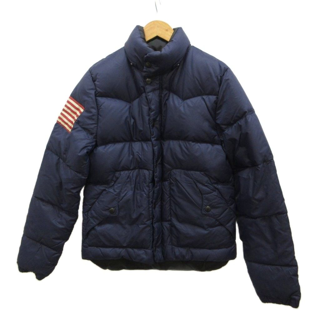 デニム&サプライ ラルフローレン DENIM & SUPPLY RALPH LAUREN ダウンジャケット 上着 アウター S ネイビー 紺 長袖 US国旗パッチ スタンドカラー 788560154002 /PP ■GY18