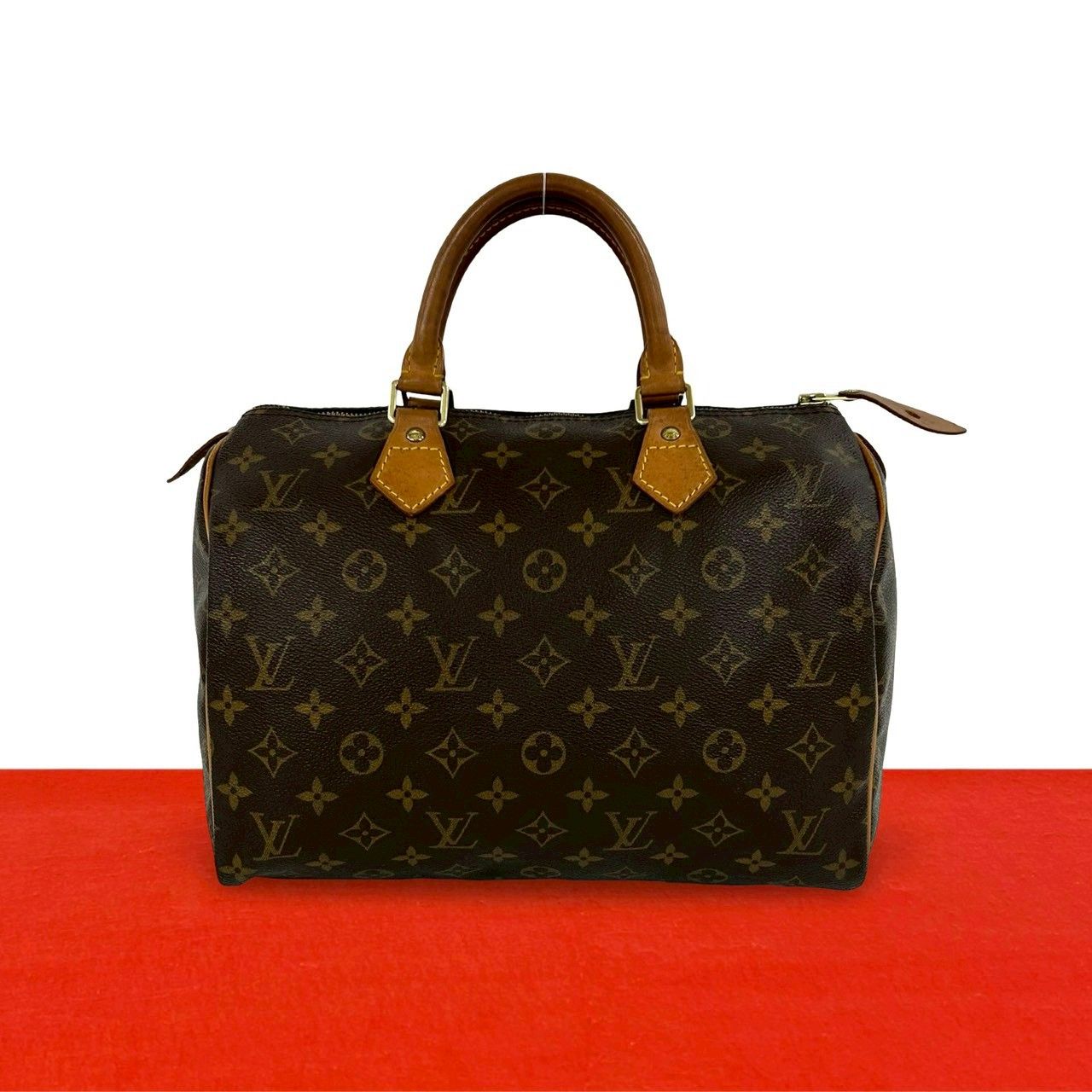 極 美品 LOUIS VUITTON ルイヴィトン スピーディ 30 モノグラム ロゴ レザー 本革 ハンドバッグ ミニ ボストンバッグ ブラウン 23542