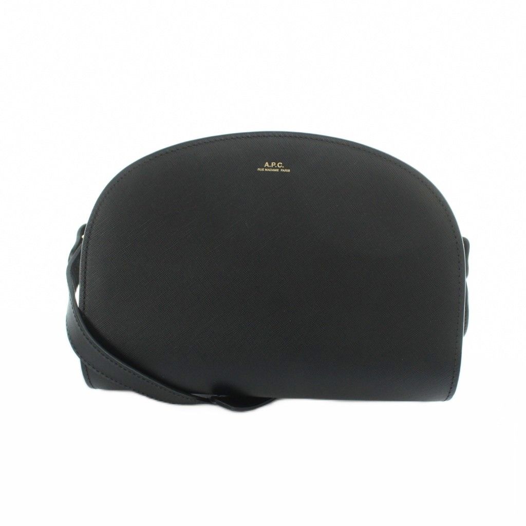 アーペーセー A.P.C. SAC DEMI-LUNE ハーフムーンバッグ ショルダー 斜めがけ ロゴ レザー 黒 ブラック ■GY18 /MQ