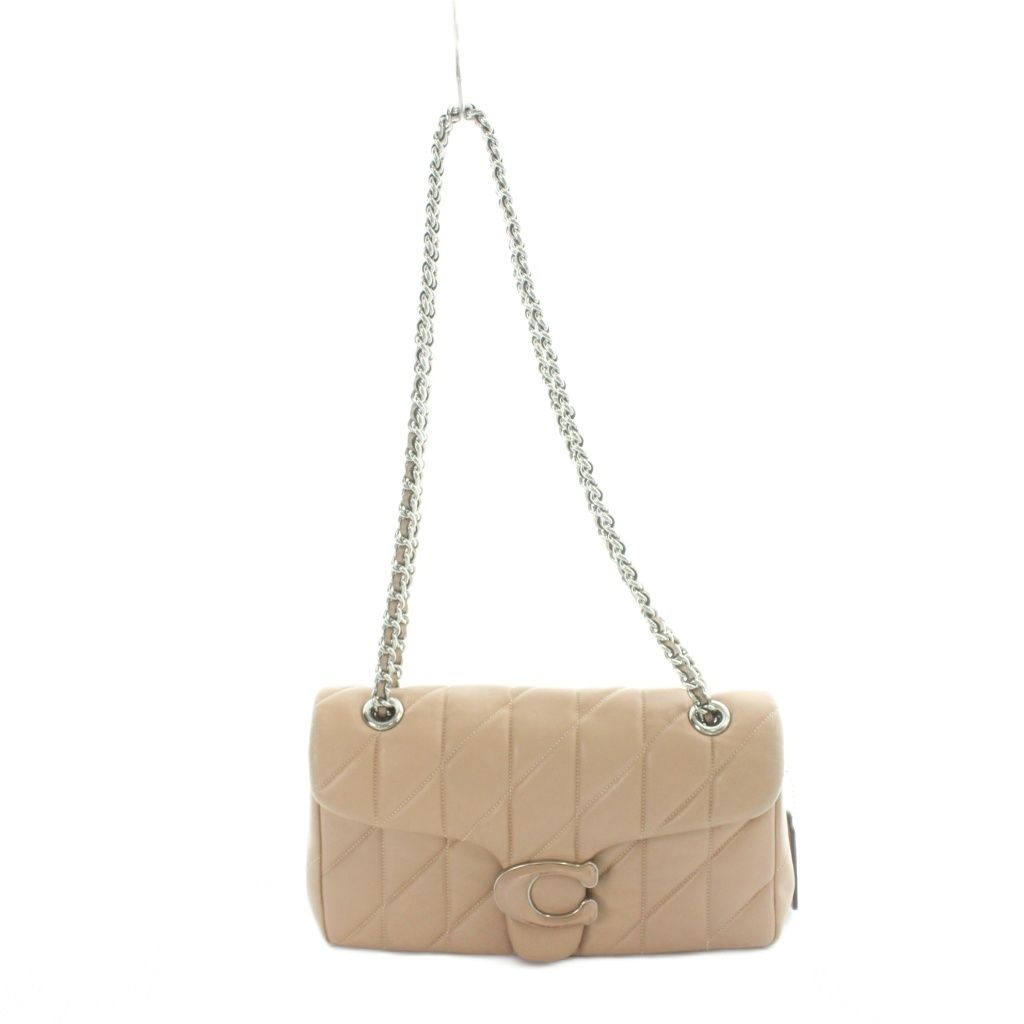 コーチ COACH CP147 タビー ショルダー バッグ 26 キルティング 斜めがけ パッファー レザー Cロゴ ベージュ ■GY18 /MQ