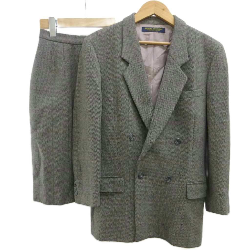 ブルックスブラザーズ BROOKS BROTHERS ヘリンボーンスーツ セットアップ スカートスーツ ブラウン ヘリンボーン柄 ダブルブレスト 長袖 /RY ■GY06