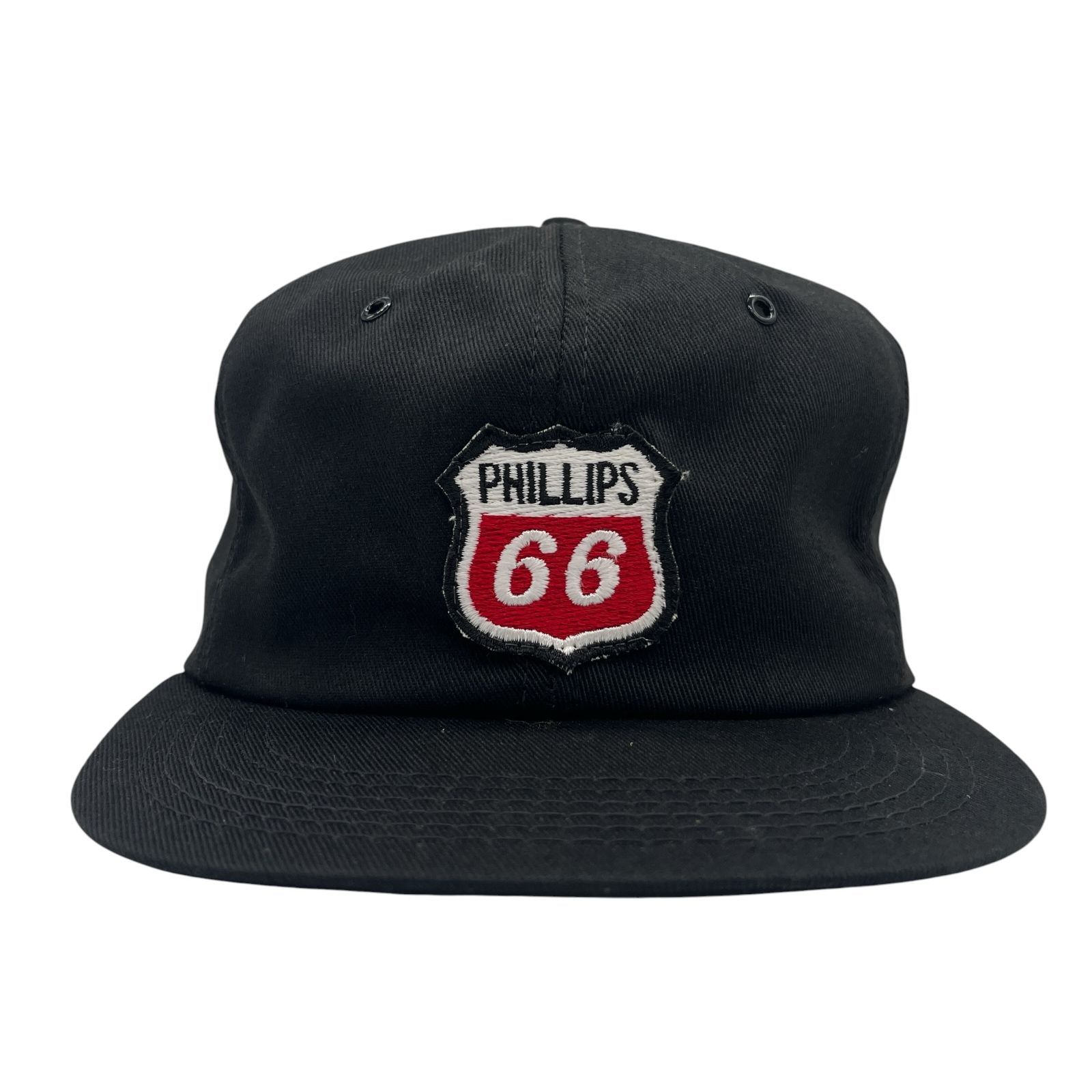 【キャップ/帽子】80-90s K-BRAND製 USA製 Phillips 66（フィリップス）ビンテージ ワッペン トラッカーキャップ ブラック 黒 ホワイト 白 レッド 赤