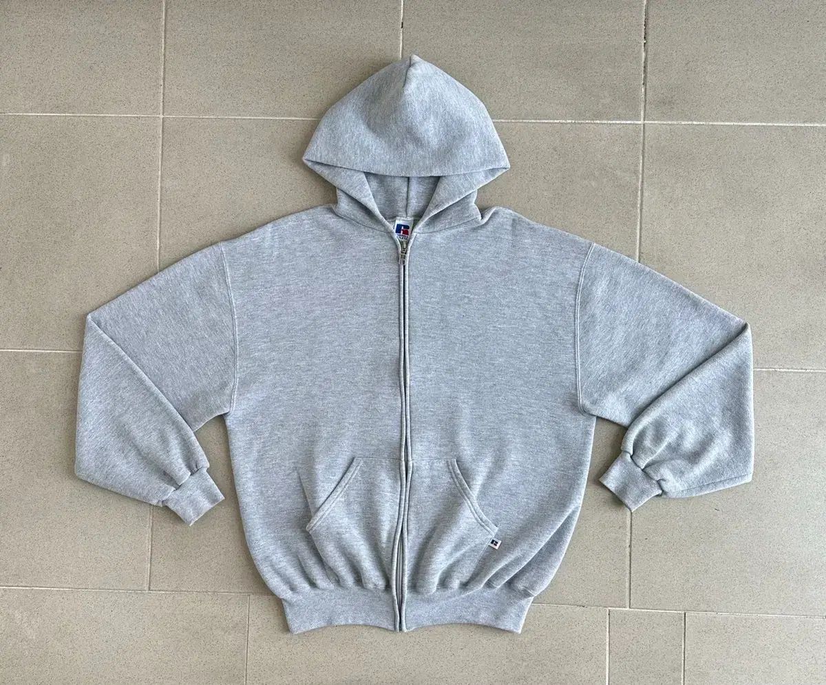 90s ヴィンテージ ラッセル フーディー ジップアップ グレー L