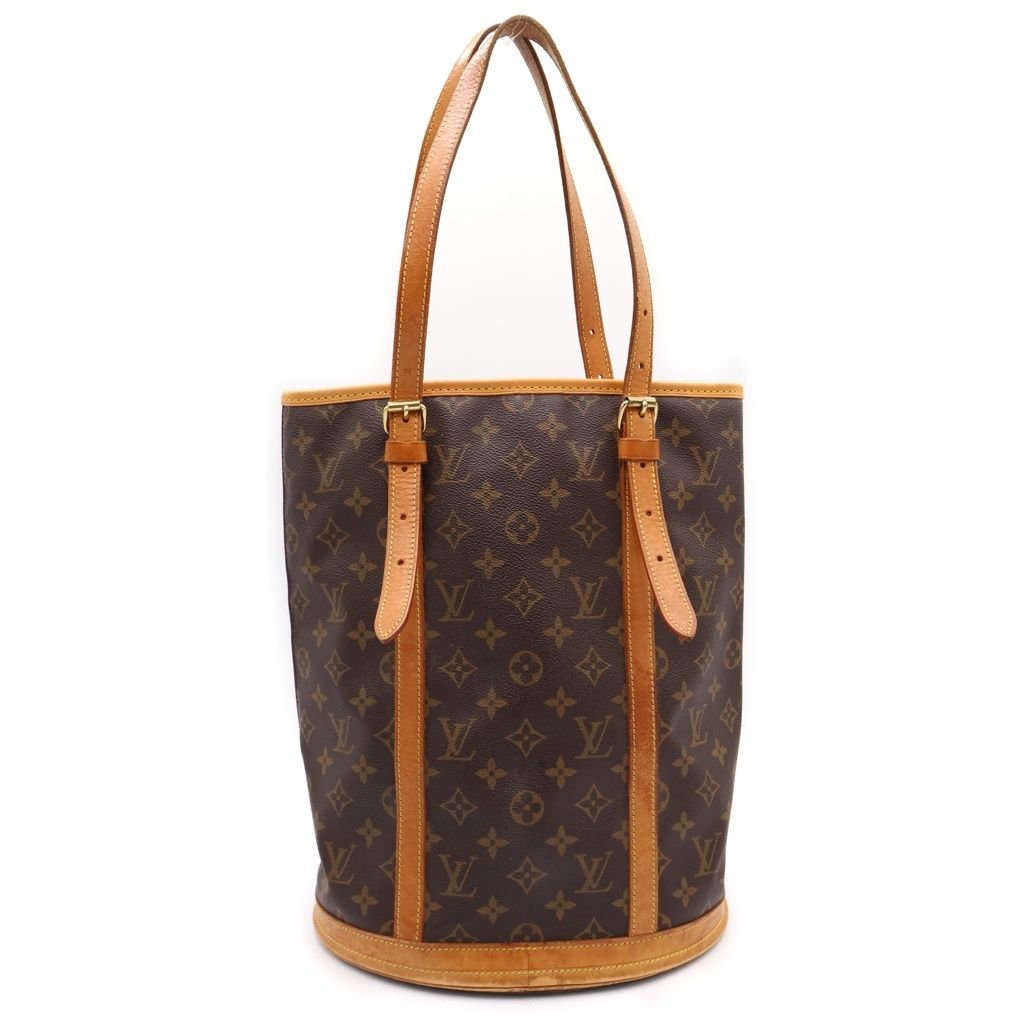 LOUIS VUITTON (ルイヴィトン) モノグラム バケットGM ハンドバッグ トートバッグ ブラウン レザー×PVC M42236 ゴールド金具