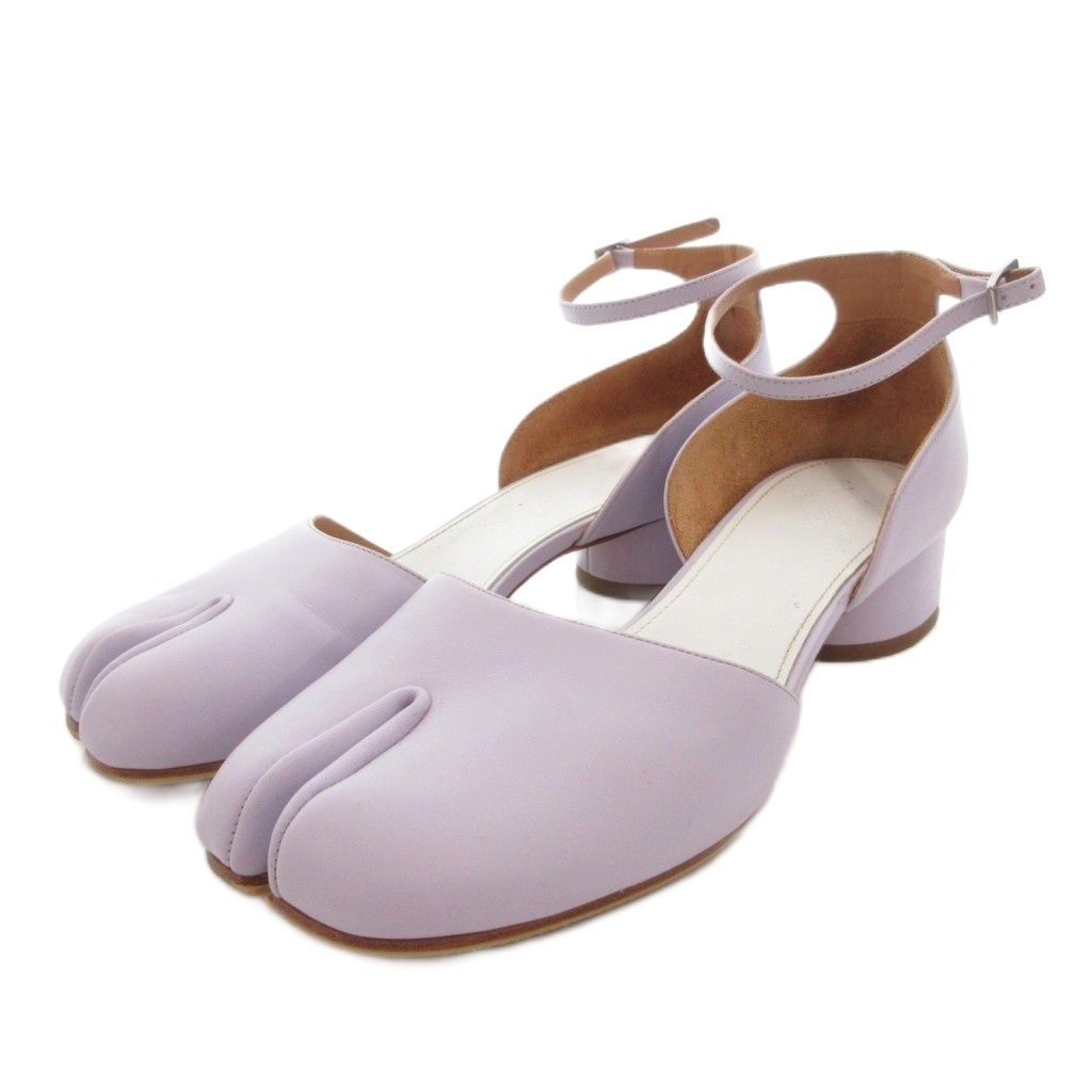 メゾンマルジェラ Maison Margiela 足袋 サンダル シューズ ストラップ レザー 39 ラベンダー /FF ■GY62