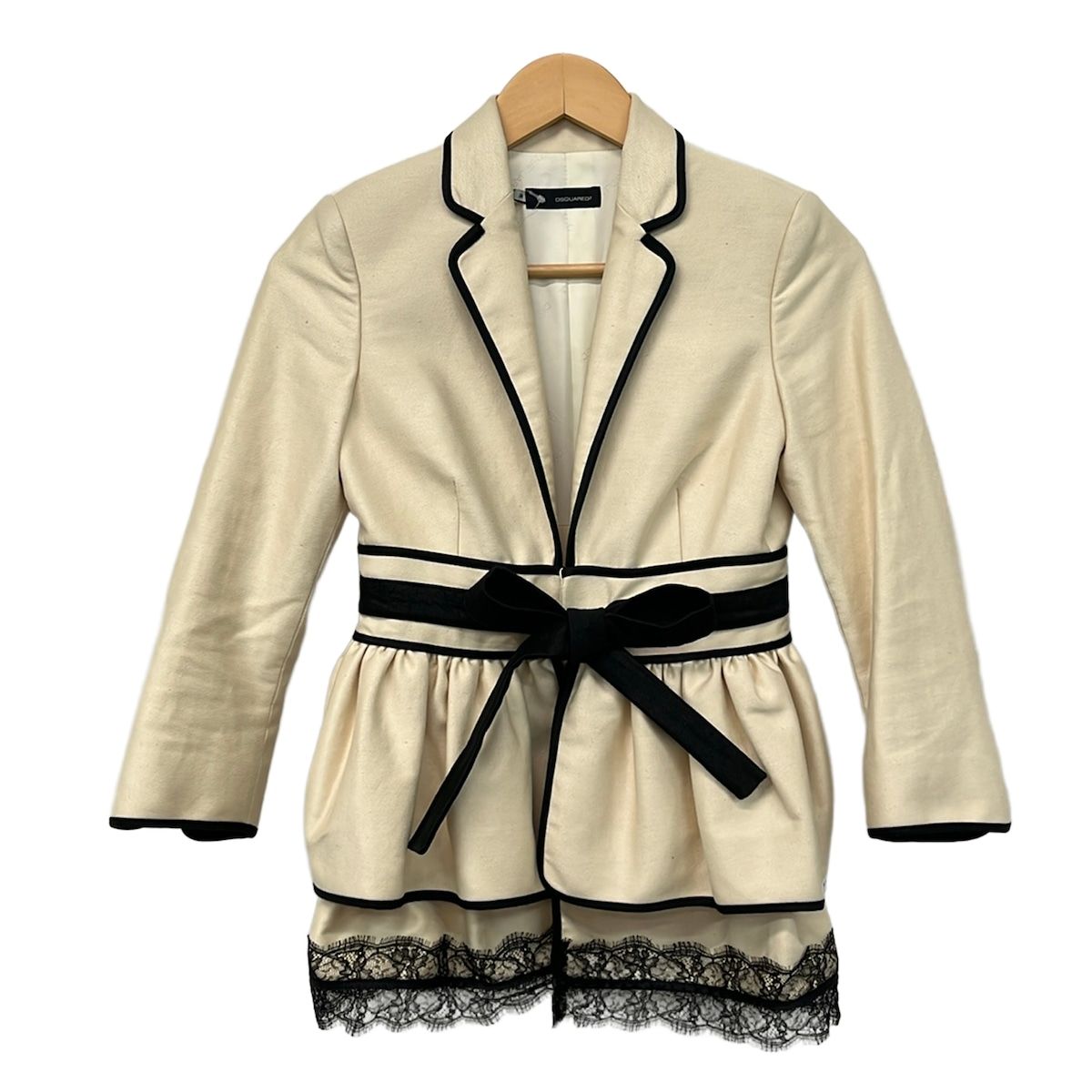 DSQUARED2(ディースクエアード) ジャケット サイズ38 S レディース - アイボリー×黒 長袖/レース/冬