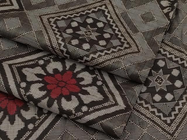 平和屋着物●本場大島紬　龍郷絣　花菱文　正絹　逸品　CABG3343tx