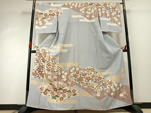平和屋着物●訪問着　作家物　草花文　金彩　正絹　逸品　AABI2031fy