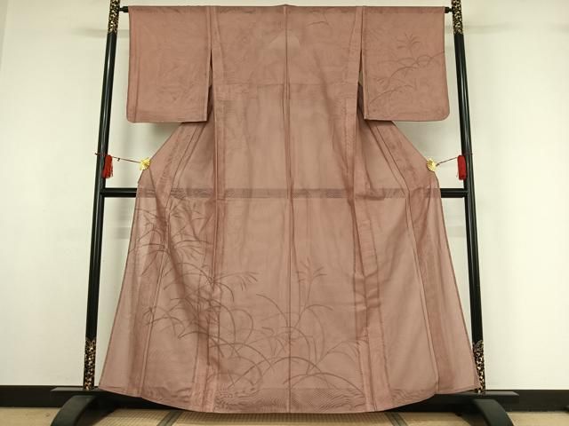 平和屋着物▽訪問着　無双　紗袷　紗×紗　草葉文　金彩　正絹　逸品　AABI7737jh