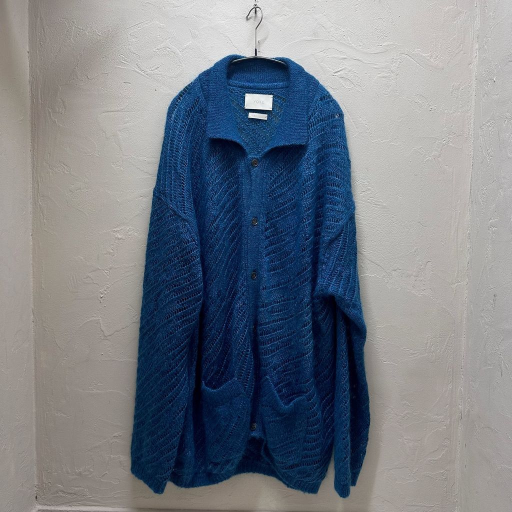 YOKE ヨーク 24SS SILK MOHAIR BUTTONED CARGIGAN ニットカーディガン YK24SS0670S ブルー系 Size:4【代官山B06】