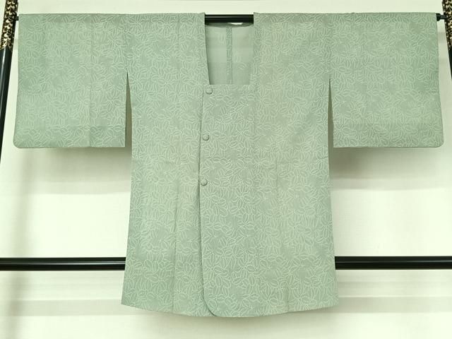 平和屋着物▽道行コート　スリーシーズン　春夏秋　塵除け　葉尽くし紋紗　千草鼠色　正絹　逸品　AABI9522jh