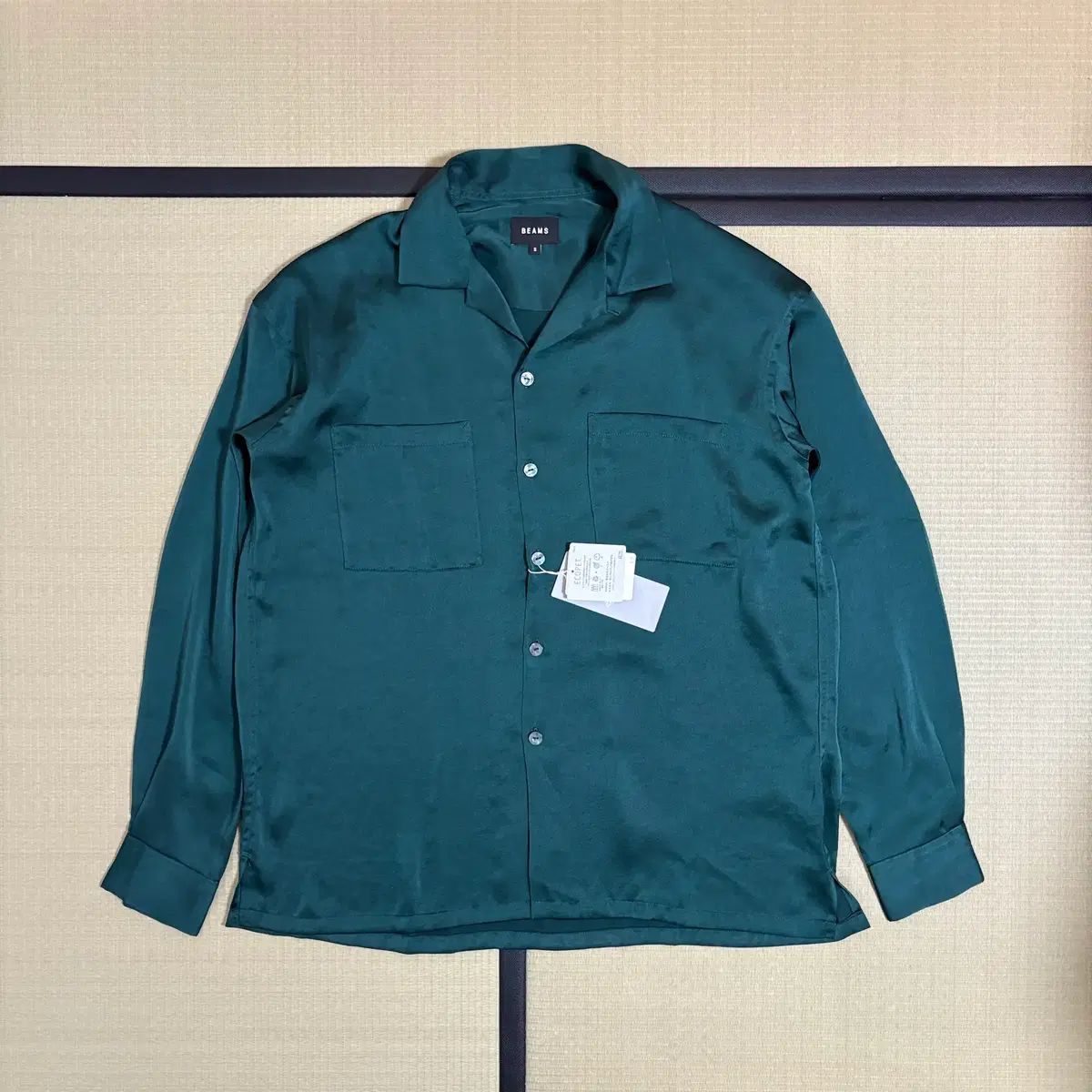 ビームス サテン オープンカラー シャツ (新品)
