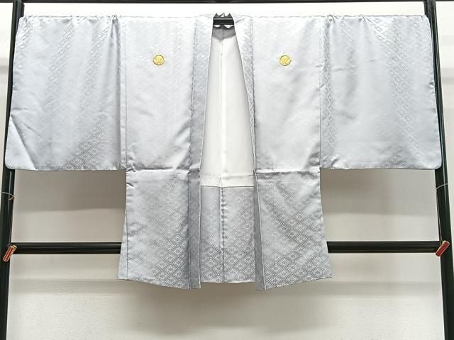 平和屋着物∞男性　羽織　色紋付　石地紋　灰黄緑色　洗える着物　CABG3959ua